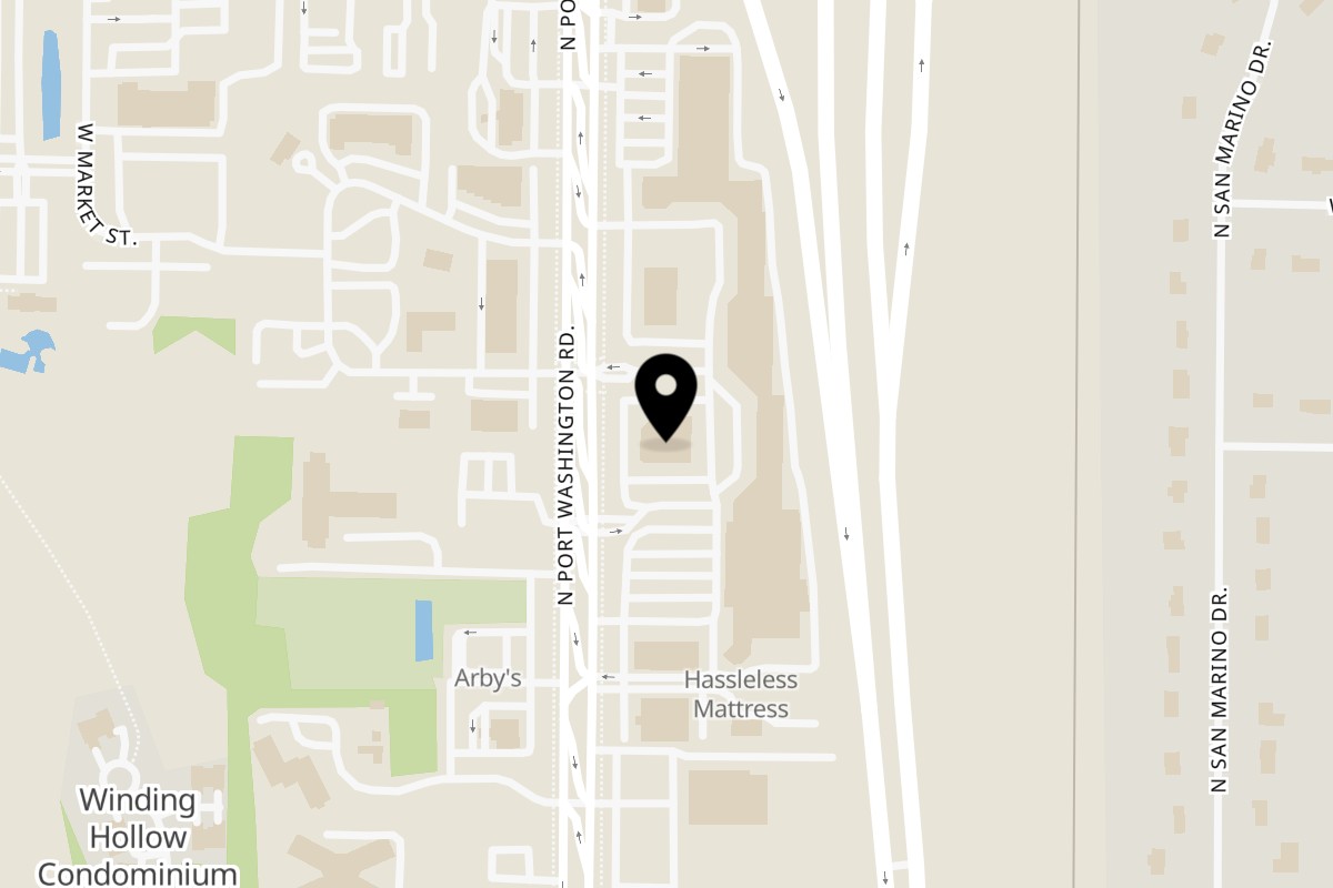 Map showing the location of Yen Ching Express on 10944 N Port Washington Rd in Mequon